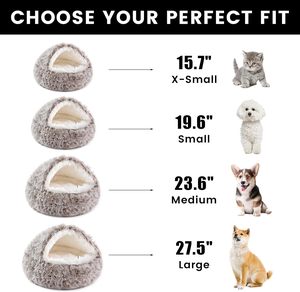Wholesale 24-Inch Solid Luxury Faux Fur Fluffy Plush <b>Cave</b> Hooded Cat <b>Bed</b> CE Certified Sustainable Comfortable Washable Indoor - Product Image 4