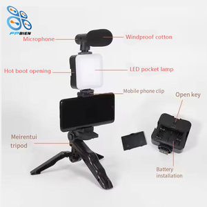 Led Video Đèn Vlogging Kit Đứng Di Động Tripod Điền Ánh Sáng Microphone Điều Khiển Từ Xa Ảnh Tự Sướng Thanh Cho Phát Trực Tiếp - Product Image 6