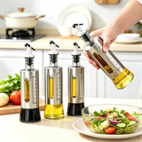 Bouteille en verre graduée avec couvercles, grande capacité, pour la cuisine domestique, pot de contrôle d'huile pour vinaigre et vin