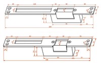 250KA 12V NC/ NO Serrure à cathode Port de verrouillage électrique Long Panneau de verrouillage Langue Taille 29/44mm