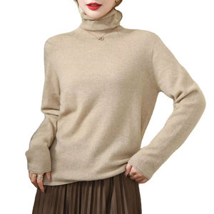 Suéter de <span class=keywords><strong>cuello</strong></span> <span class=keywords><strong>alto</strong></span> de Cachemira 100% sin costuras para <span class=keywords><strong>mujer</strong></span> Estilo informal Cómodo y elegante para el invierno - Product Image 1