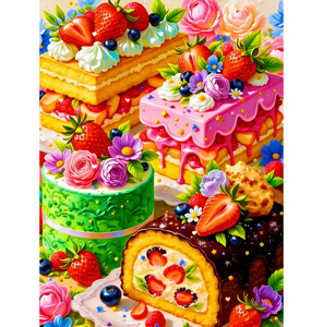 Kit <span class=keywords><strong>de</strong></span> <span class=keywords><strong>pintura</strong></span> <span class=keywords><strong>de</strong></span> diamantes DIY impreso en 5D LS, diseño <span class=keywords><strong>de</strong></span> pastel, pan, postre, hada cuadrada, lienzo con puntos AB - Product Image 3