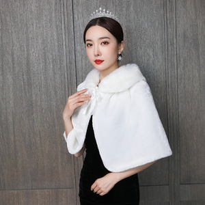 Luxuriöser Damen-Winterpelzumhang Hochzeitscape Braut Warmer Kunstpelz-Schal - Product Image 4