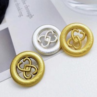 Petits boutons plats en alliage de zinc, motif cœur creux, pour manteaux, pulls, tricot écologique en tweed