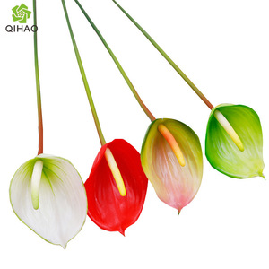 Fleur d'Anthurium Artificielle QIHAO en Soie, Haute Simulation, Décoration Maison, Accessoires de Mariage, Rouge Vif, Blanc, Vert, Rose - Product Image 2