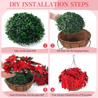 Panier suspendu de poinsettias artificiels, fausses fleurs rouges de Noël pour la véranda, le patio, la décoration extérieure de Noël