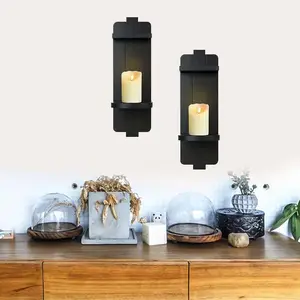 Elegante portavelas de pared de madera negra para una decoración elegante del hogar y ocasiones especiales