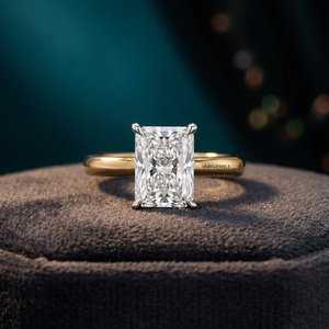 Bague de fiançailles en diamant radiant cultivé en laboratoire certifié IGI, or 10K/14K/18K et argent 925/935, solitaire personnalisé, cadeau de mariage - Product Image 1