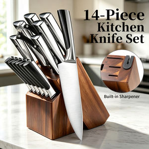 Ensemble de 14 couteaux de cuisine avec bloc en bois, ensemble de couteaux de chef en acier inoxydable pour la cuisine à domicile - Product Image 5
