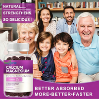 Bonbons Gommeux Calcium Magnésium Zinc Vitamine D3 Mousse de Mer Sureau Soutien Osseux et Immunitaire Végétalien Soutien au Sommeil Complément OEM 60