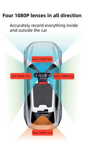 Gps קדמית ואחורי wifi 4 מצלמות הקלטה <span class=keywords><strong>dvr</strong></span> עם עדשות 1080p 360 Dashcam 4k לולאה הקלטת אפליקציה בקרת מכונית שחורה - Product Image 3