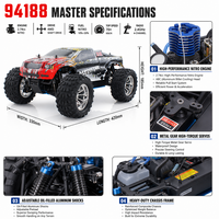 HSP 94188 Monster Truck RC tout-terrain haute vitesse 4x4 RTR à l'échelle 1/10, alimenté au nitro, de qualité professionnelle pour adultes