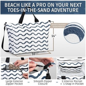 Nouveau sac de plage de voyage, sac fourre-tout de plage imperméable et résistant au sable avec fermeture éclair - Product Image 4