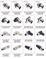 Connecteur M12 à montage sur panneau arrière, codage A, 4, 5, 8, 12 broches mâle/femelle, étanche IP67, prise circulaire à souder sur circuit imprimé