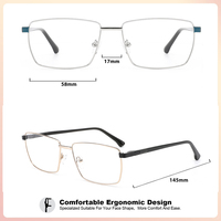 Montures de lunettes classiques unisexes carrées transparentes en métal à monture intégrale avec logo personnalisé pour lunettes de lecture - Livraison rapide en gros