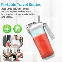 Mixeur Électrique Portable 2-en-1 de 600 ml pour Protéines, Rechargeable USB-C, pour Smoothies et Purées, 6 Lames, Mini Presse-Agrumes pour Maison et Hôtel