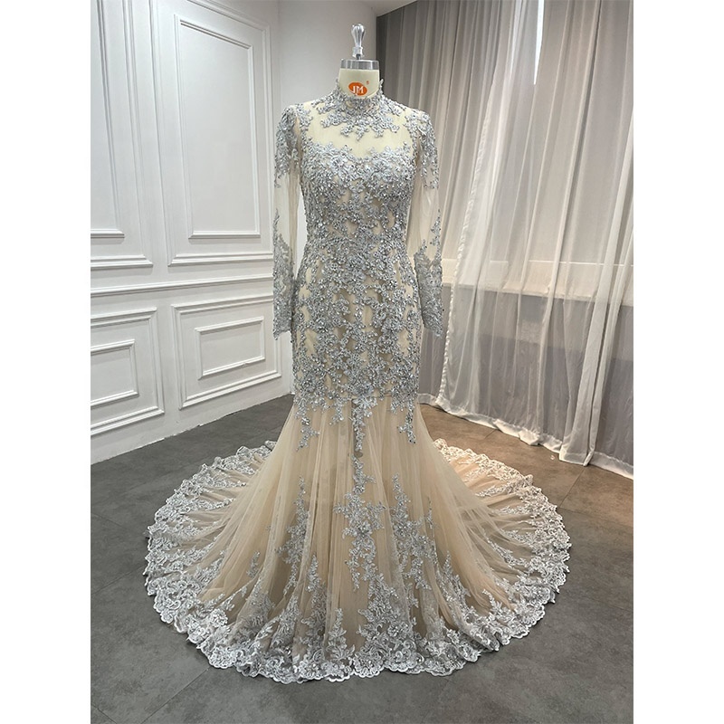Noble Bride Modest Crystal Long Sleeve