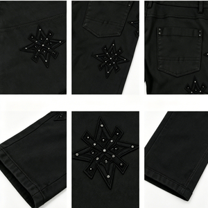 Pantalones vaqueros negros lisos, modernos y urbanos, con corte ajustado y tiro bajo, ideales para atuendos urbanos de estilo punk y hip-hop. - Product Image 5