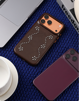 Étui de téléphone en similicuir Zenos Vintage de luxe avec décorations métalliques pour iPhone 18 Pro Max, fournisseur de commandes en gros avec logo personnalisé
