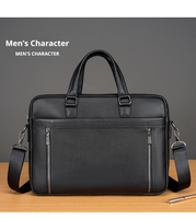 Porte-documents en cuir PU grain litchi, sac souple pour documents, fermeture éclair, grande capacité, double fermeture éclair, porte-documents professionnel en PU