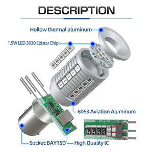 12-24V trắng vàng đỏ tự động dẫn ánh sáng bóng đèn 1156 <span class=keywords><strong>T20</strong></span> T25 bóng đèn ổ cắm 45smd 3030 LED bóng đèn cho xe nội thất - Product Image 4