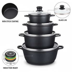 Juego de Ollas y Sartenes Clásico Ecológico de Aluminio Fundido Antiadherente de 8 Piezas con Fondo Apto para Inducción y Apto para Horno - Product Image 4