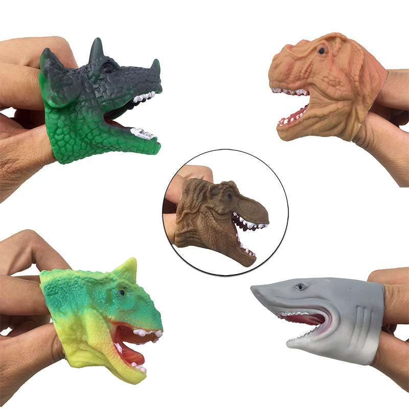 Оптовая продажа, новинка, мягкие резиновые куклы-животные с Ситуационным взаимодействием, модель прозрачных зерен, имитация мини-акулы, животные, игрушки на палец