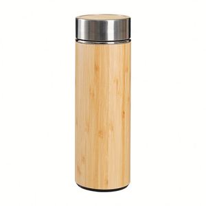 Custom Bamboo Stainless Steel Vacuum Thermal Insulation Reusable Travel Coffee <b>Cup</b> With Handle Wholesale - Product Image 1