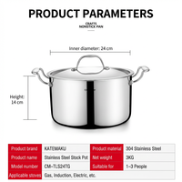 Marmite à soupe en acier inoxydable de 24 cm avec logo personnalisé, design moderne, résistante au lave-vaisselle et au four