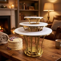 Table à gâteau de mariage en acier inoxydable de style minimaliste chinois, support à desserts pour location de mariage, pour la mariée et le marié