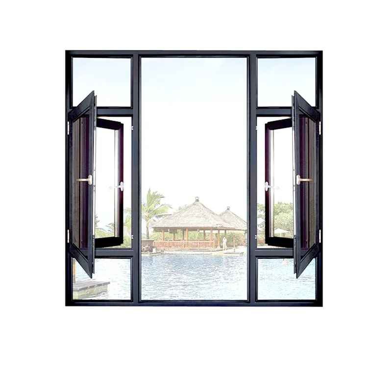 Chine producteur intérieur bureau de haute qualité écran aveugle verre dépoli aluminium triple glaçure maison fenêtres à battants