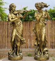 Grande statue de musicien en fibre de verre peinte à la main, ensemble de sculptures d'anges jouant du violon pour la décoration de jardins et d'hôtels, art extérieur de collection pour toutes les saisons