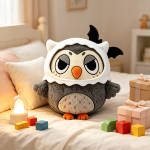Peluche di Halloween Personalizzato, Gufo delle Nevi Paffuto da 15 Pollici con Copertura per la Testa, per Bambini di Tutte le Età - Product Image 5