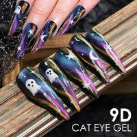 Vernis Gel Effet Œil de Chat 9D Sans TPO/HEMA, Personnalisable avec Logo, Super Brillant, UV LED, Kits Nail Art Magnétiques, 12 Couleurs, Longue Durée