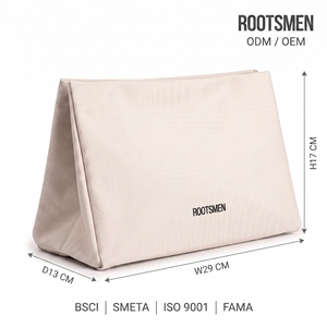 Sac à cosmétiques blanc élégant et spacieux avec fermeture magnétique plate, poche ouverte, toile PU, design personnalisé pour le rangement du maquillage - Product Image 1