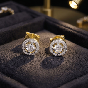ต่างหูเพชรทรงกลมเจียระไนแบบบริลเลียนท์ น้ำหนัก 0.4 กะรัต ชุบทองคำขาว 14K สำหรับผู้หญิง ดีไซน์หรูหรา พร้อมประดับเพชรแบบ Halo - Product Image 3