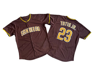 Maillot de joueur de baseball américain personnalisé pour homme, San Diego Padres, Manny Machado, <span class=keywords><strong>Fernando</strong></span> Tatis Jr., rayures marron et blanches, version alternative - Product Image 2