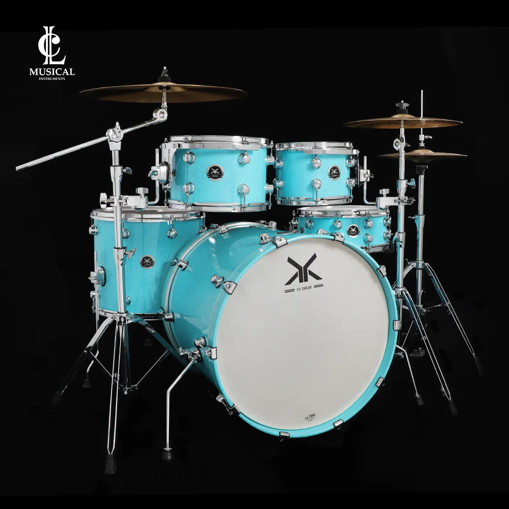 Thưởng thức Bạch Dương chất lượng cao dành cho người lớn Jazz cổ điển TRỐNG 4 Cymbal 5 ánh sáng màu xanh có thể được tùy chỉnh