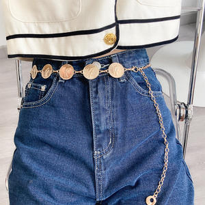 Ouro Metal Link <span class=keywords><strong>Chain</strong></span> Belt para Mulheres Cintura Correntes Chunky Grosso Cadeia Belt para Vestidos Jeans - Product Image 1