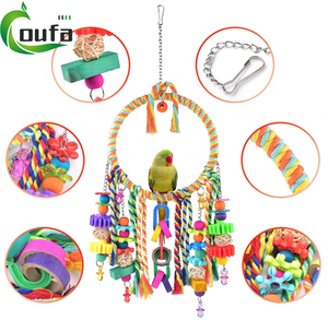 Venta caliente mascota nuevos juguetes de pájaros colgantes cuerda Multicolor juguetes tipo para cuerda elástica pájaro juguete Calopsita loro Accesorios - Product Image 5