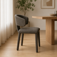 Chaise de salle à manger moderne entièrement recouverte de tissu, chaise d'appoint à dossier incurvé avec pieds en métal et revêtement en chenille pour la maison