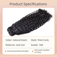 Extensiones de Cabello Humano Virgen Vietnamita Rizado Pixie 12A, Doble Trama a Máquina, Súper Doble Trama, Tejido a Mano, Todos los Colores, para Salón de Belleza Femenino