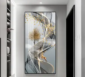 Wholesale Glass Art Print Painting Hanging Glass Painting Framed Crystal Porcelain Painting Wall Art Decorative Metal Panel