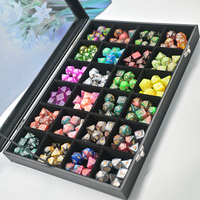 Grande boîte à dés en velours à 24 compartiments avec fenêtre transparente, étui de rangement pour dés polyédriques DND, organisateur de dés de jeu de table en gros pour collection
