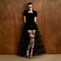 Nouvelle Collection Été 2026 : Ensemble Élégant Deux Pièces Comprenant une Robe Longue en Tulle sans Bretelles Ornée d'un Nœud et une Veste Courte à Col