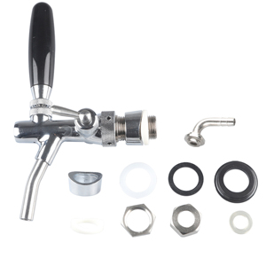 Distributeur de bière réglable G1/2 et G5/8 PERA TJ020A avec robinet, garantie 3 ans, filtre en acier inoxydable, métal poli - Product Image 1