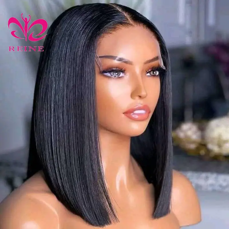 Bob Lace Sluiting Pruiken Recht Kant Front Menselijk Haar Pruiken Remy Korte Bob Lace Pruik Diep Deel Brazilian Voor Vrouwen 4 Inch