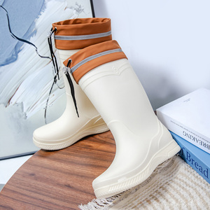 <span class=keywords><strong>Botas</strong></span> <span class=keywords><strong>DE</strong></span> <span class=keywords><strong>AGUA</strong></span> <span class=keywords><strong>DE</strong></span> PVC para <span class=keywords><strong>mujer</strong></span>, zapatos <span class=keywords><strong>de</strong></span> lluvia, cuatro <span class=keywords><strong>botas</strong></span> impermeables antideslizantes, <span class=keywords><strong>Botas</strong></span> <span class=keywords><strong>de</strong></span> lluvia antideslizantes <span class=keywords><strong>de</strong></span> fondo plano con cuerda elástica - Product Image 3