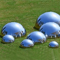 Boule de sphère hémisphère creuse en acier inoxydable, décoration extérieure, mur décoré, boule demi-miroir polie