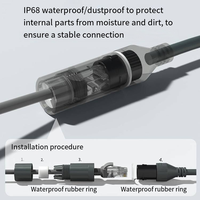 Kit adaptateur Ethernet MG gris étanche IP68 CAT8 blindé 1200 Mbps avec conducteur en cuivre pur et coupleur RJ45 pour antenne Starlink Gen 3 V3